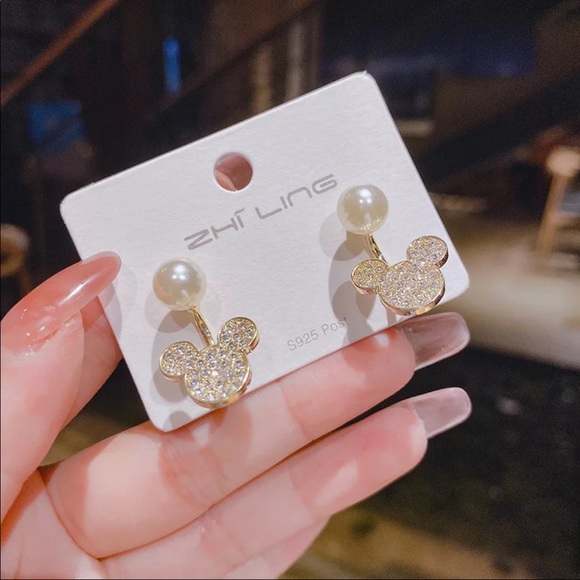 PEARL MINNIE  ♡ CRYSTAL DROP Earrings GIFT - Picture 3 of 5